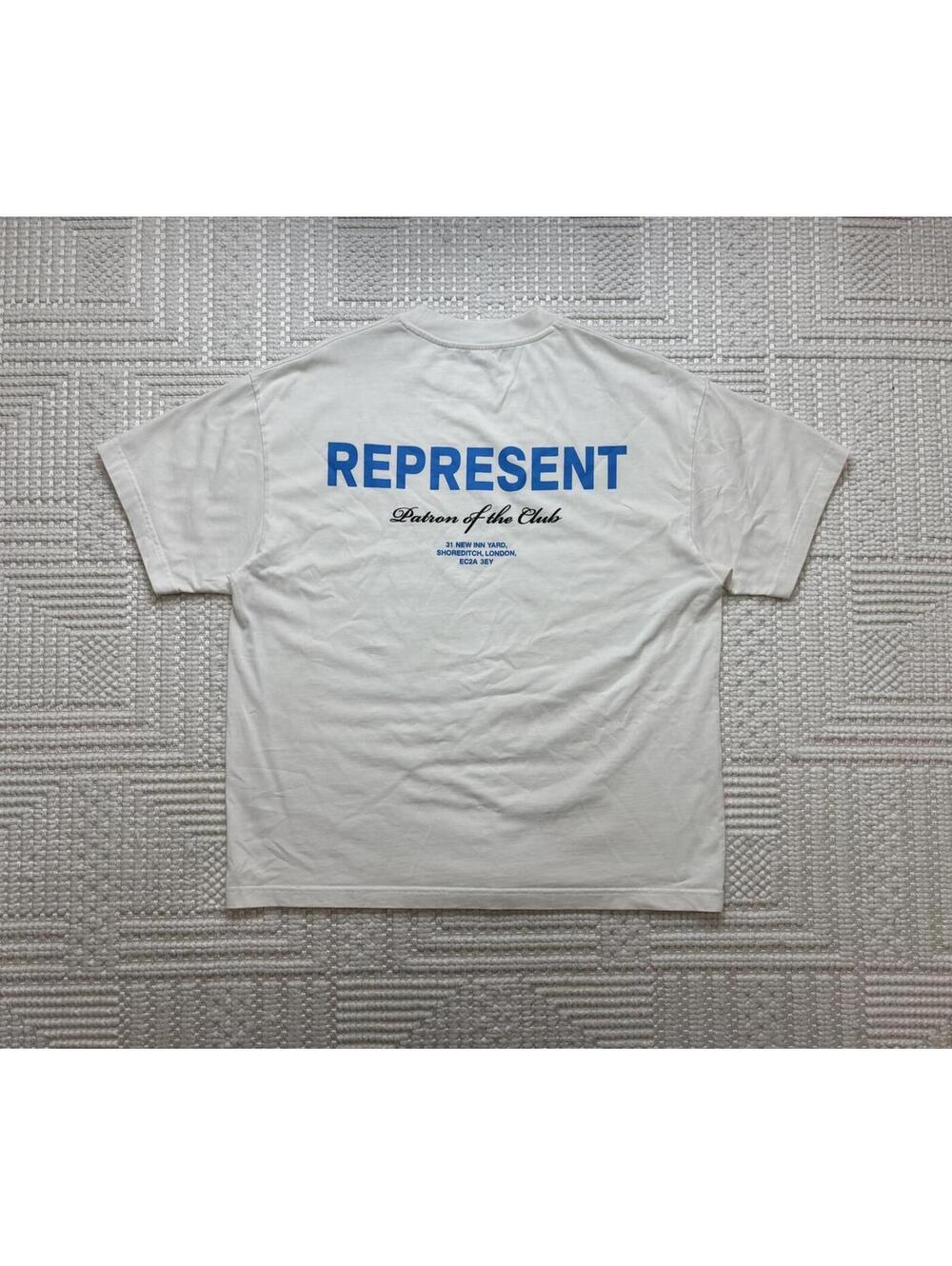 Represent Patron of the Club Graphic T-Shirt White Blue Logo